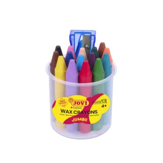 Crayón de cera grueso bote de 16 colores + sacapuntas